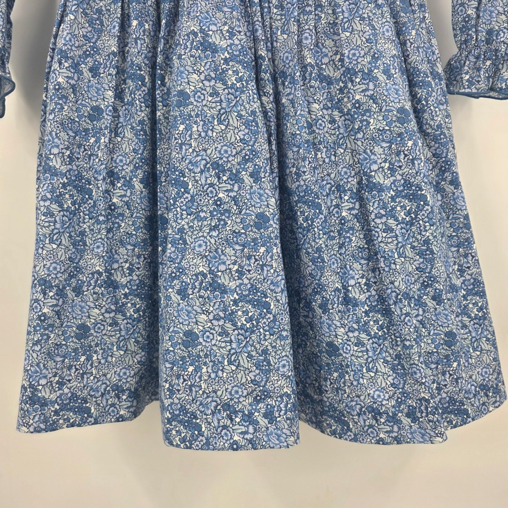 NEW PEPA LONDON DAPHNE FLORAL SMOCKED DRESS GIRLS 6Y BLUE FRILL LONG SLEEVE $410 - Picture 3 of 16